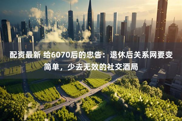 配资最新 给6070后的忠告：退休后关系网要变简单，少去无效的社交酒局